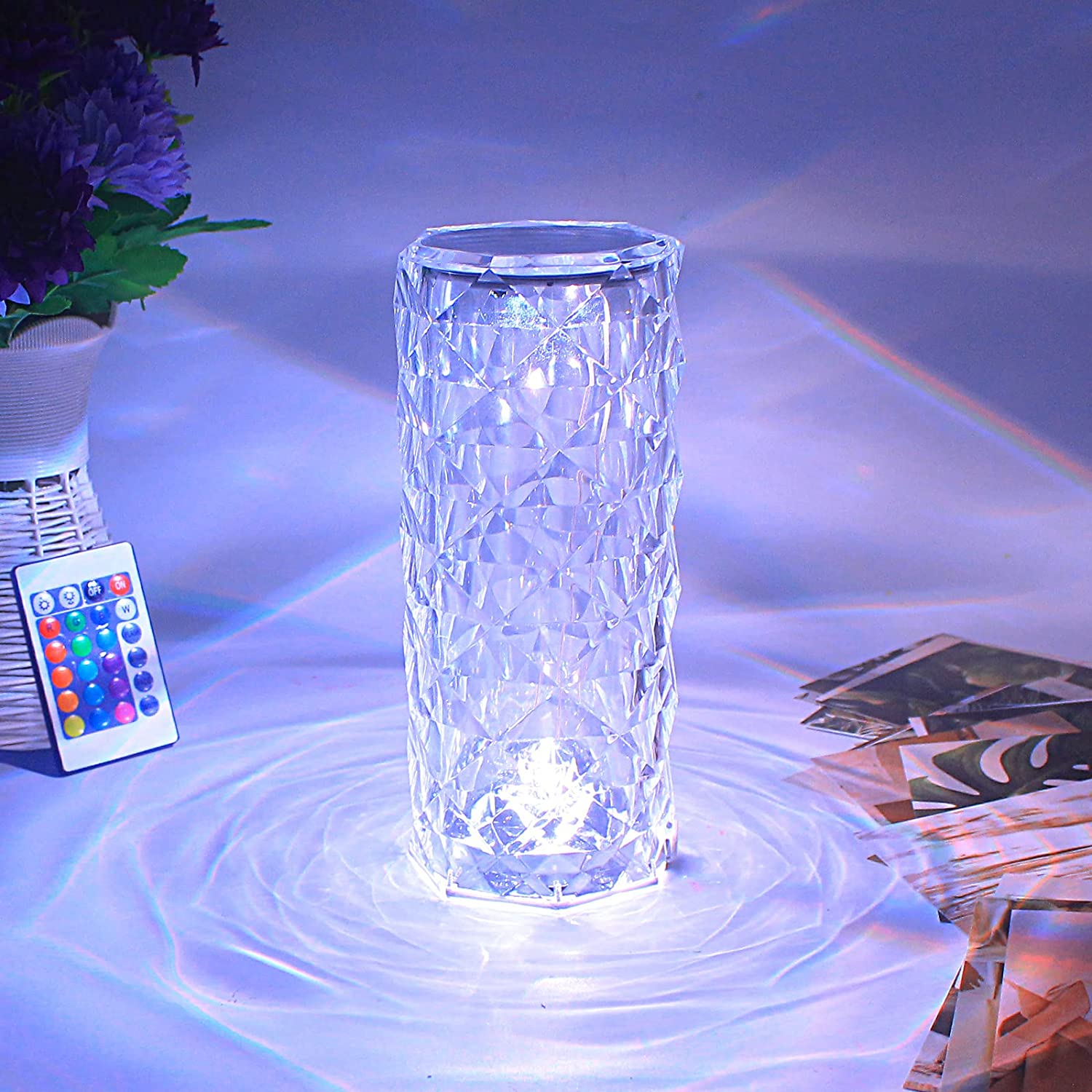 Crystal Table Lamp 16 Color Changing RGB Rose Diamond (Multi-Color)